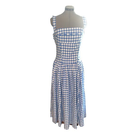 Blue Gingham Midi Dress - Picture 11 of 13